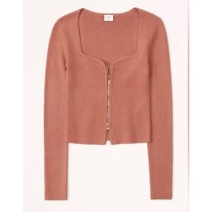 Abercrombie & Fitch Zip-Up Notch-Neck Slim Top